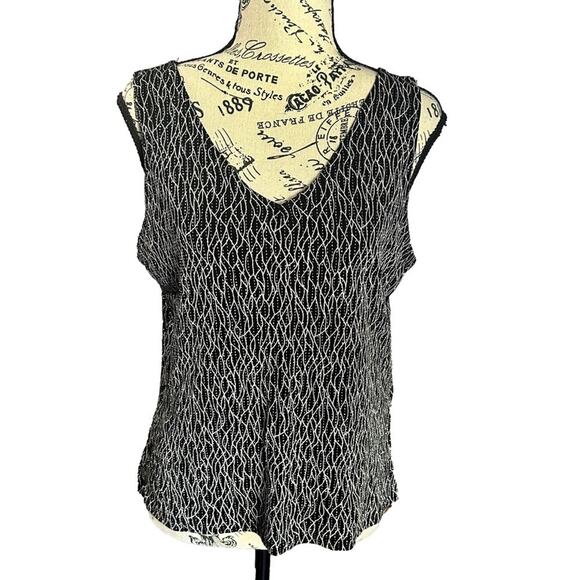 Bedazzled Sequin Black Silver Tank Blouse - Picture 1 of 7